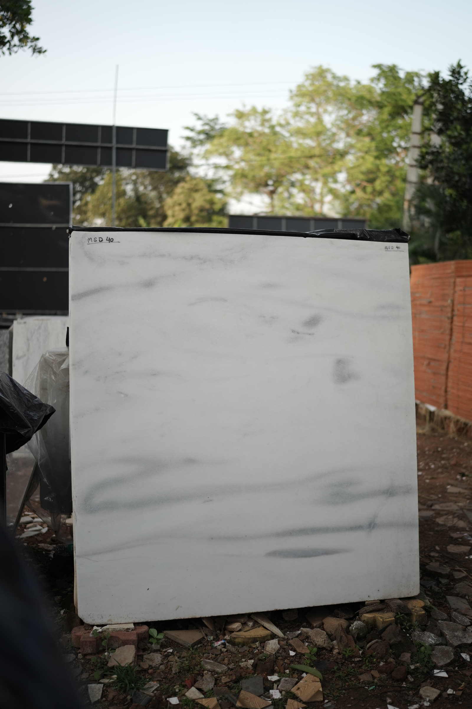 White marble slab close-up